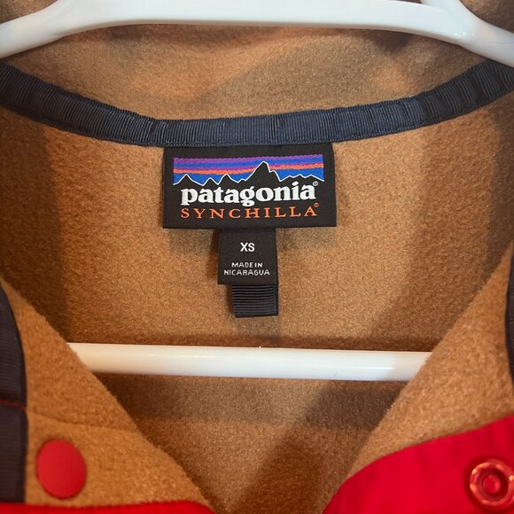 Patagonia Synchilla Molten Lava  - Red Tan Snap-T Fleece Pullover Size XS - Picture 4 of 6